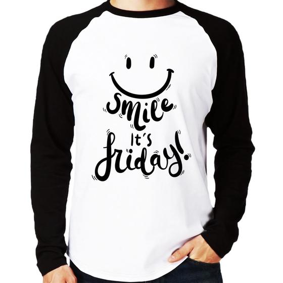 Imagem de Camiseta Raglan Smile, It's Friday! Manga Longa - Foca na Moda