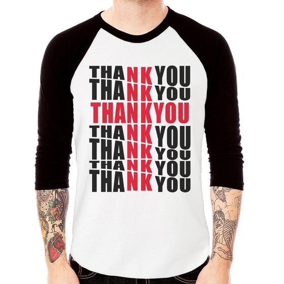 Imagem de Camiseta Raglan Thank You Cruz Manga 3/4 - Foca na Moda