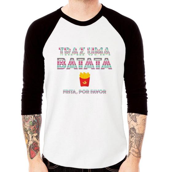 Imagem de Camiseta Raglan Traz uma batata, frita por favor Manga 3/4 - Foca na Moda