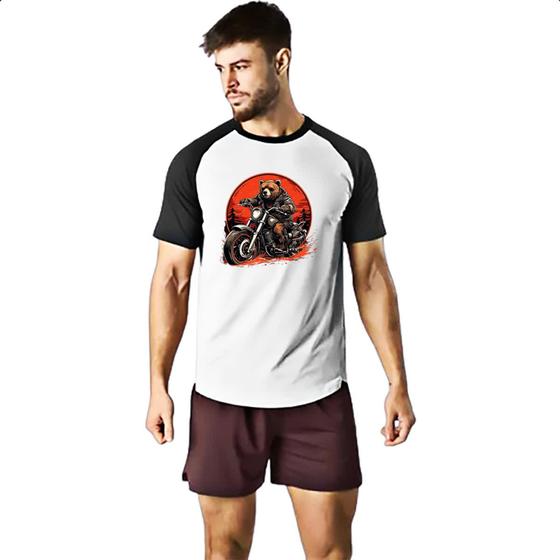 Imagem de Camiseta Raglan Urso Pardo Motoqueiro Radical