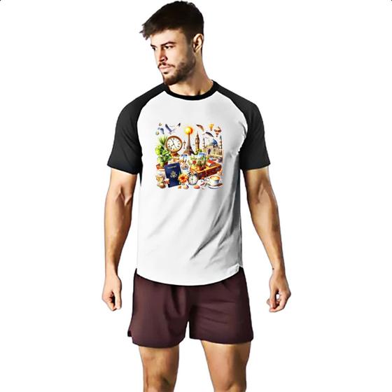Imagem de Camiseta Raglan Viagem passaporte turismo
