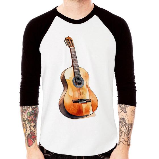 Imagem de Camiseta Raglan Violão Manga 3/4 - Foca na Moda