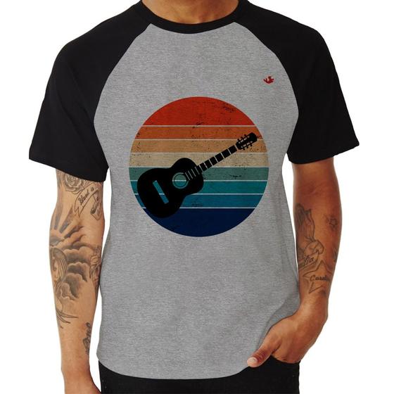 Imagem de Camiseta Raglan Violão Vintage Sunset - Foca na Moda