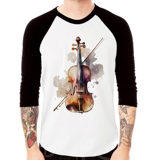 Imagem de Camiseta Raglan Violino Manga 3/4 - Foca na Moda