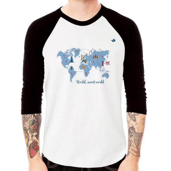 Imagem de Camiseta Raglan World sweet world Manga 3/4 - Foca na Moda