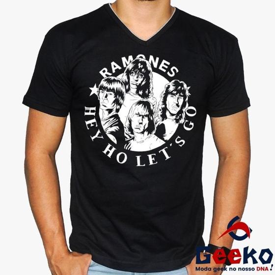 Imagem de Camiseta Ramones 100% Algodão Hey Ho Let's Go Rock Geeko