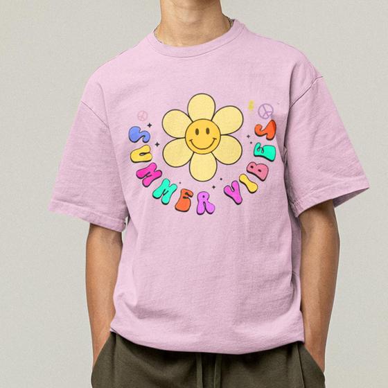 Imagem de Camiseta Rapazes Camiseta Impressão De Desenho Flower Good Vibes Estilo Rua Americano