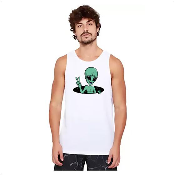 Imagem de Camiseta Regata Alien Paz e amor buraco negro