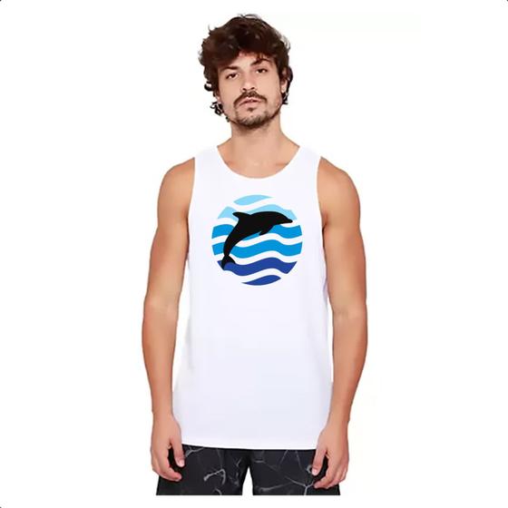 Imagem de Camiseta Regata Animais marinhos Golfinho silhueta sunset