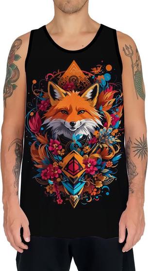 Imagem de Camiseta Regata Animais Raposa Laranja Arte Oriental HD 1