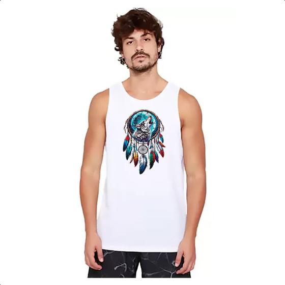 Imagem de Camiseta Regata Apanhador de sonhos lobo uivando