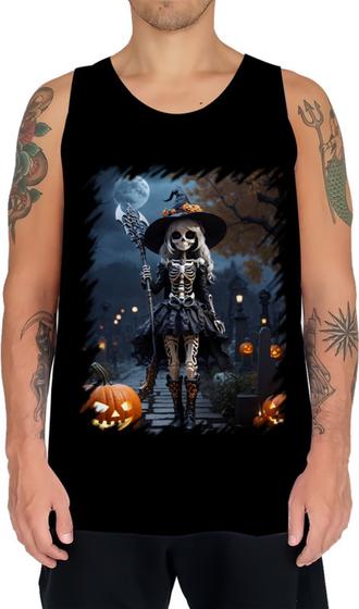 Imagem de Camiseta Regata Bruxa Caveira Halloween 9