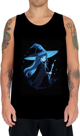 Imagem de Camiseta Regata Bruxa Halloween Azul Festa 3