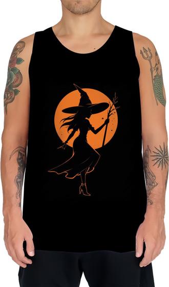 Imagem de Camiseta Regata Bruxa Halloween Laranja Festa 3