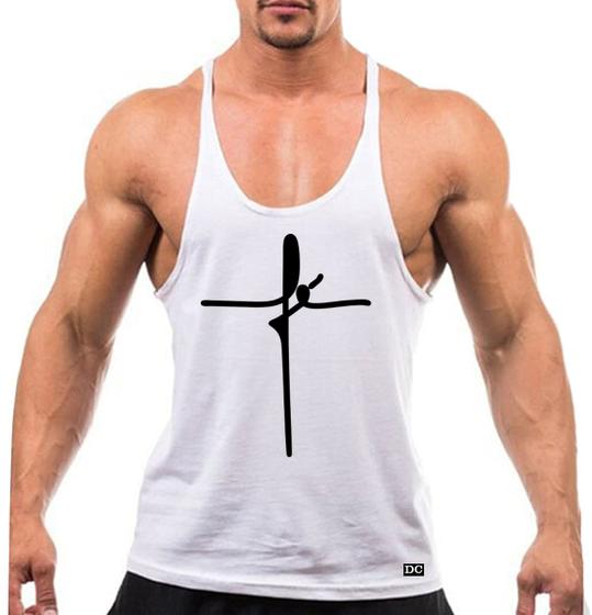 Imagem de Camiseta Regata Cavada Masculina Machão Treino Academia Fitness Fé