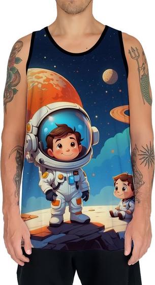 Imagem de Camiseta Regata Crianças Astronautas Planetas Galáxias 1