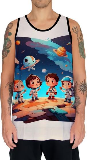 Imagem de Camiseta Regata Crianças Astronautas Planetas Galáxias 9