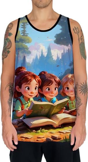 Imagem de Camiseta Regata Crianças Leitura Amigos Livros Desenhos 1