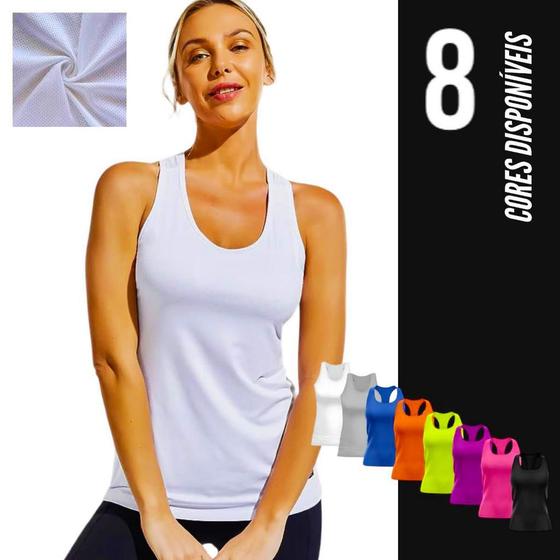 Imagem de Camiseta REGATA DRY FIT FEMININA Blusinha tecido furadinho Academia Fitness Corrida Yoga 652
