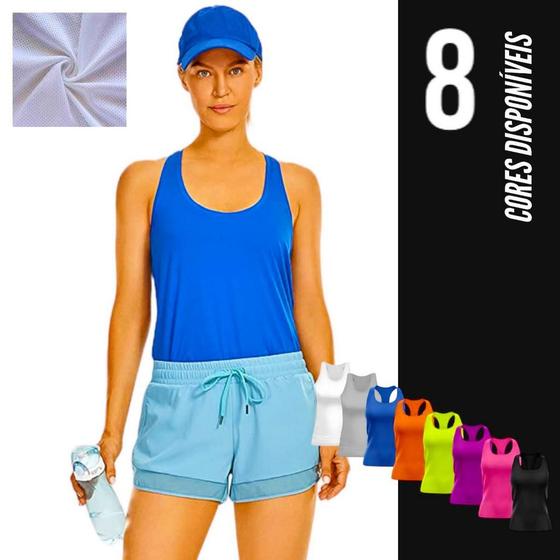 Imagem de Camiseta REGATA DRY FIT FEMININA Blusinha tecido furadinho Academia Fitness Corrida Yoga 652