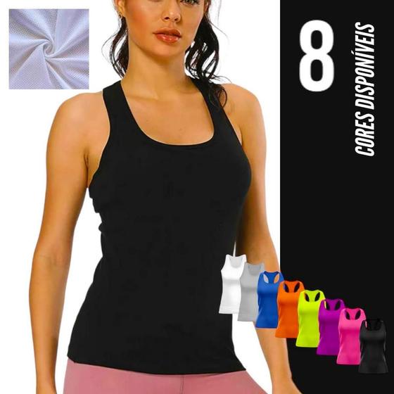 Imagem de Camiseta REGATA DRY FIT FEMININA Blusinha tecido furadinho Academia Fitness Corrida Yoga 652