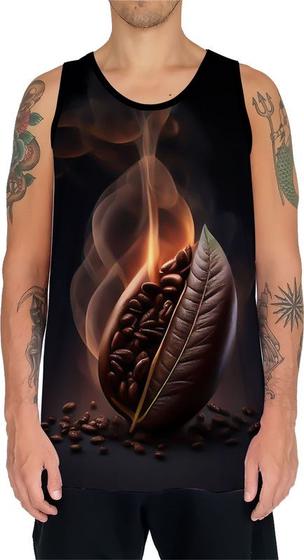 Imagem de Camiseta Regata Estampas Eu amo Café Coffee Grãos Arte HD 10