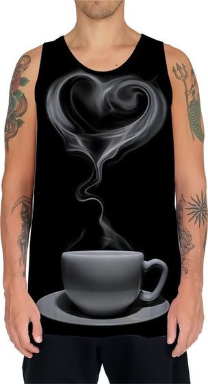 Imagem de Camiseta Regata Estampas Eu amo Café Coffee Grãos Arte HD 18