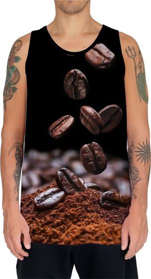 Imagem de Camiseta Regata Estampas Eu amo Café Coffee Grãos Arte HD 3