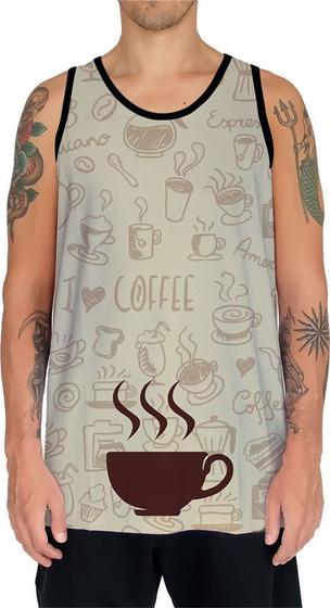 Imagem de Camiseta Regata Estampas Eu amo Café Coffee Grãos Arte HD 5