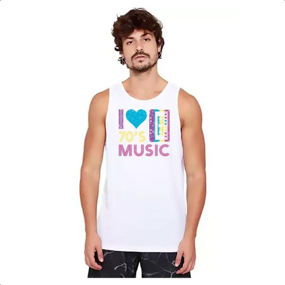 Imagem de Camiseta Regata Eu amo musica anos 70