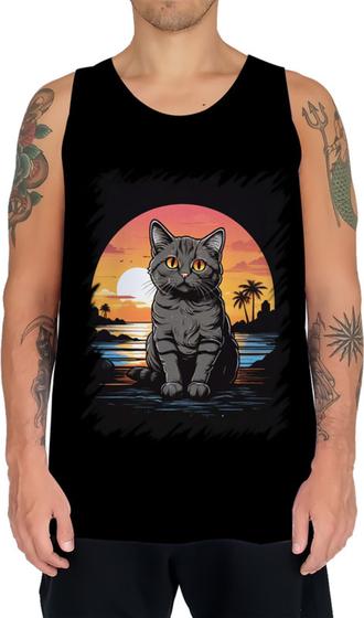 Imagem de Camiseta Regata Gatinho no Pôrdo Sol Sunset 1