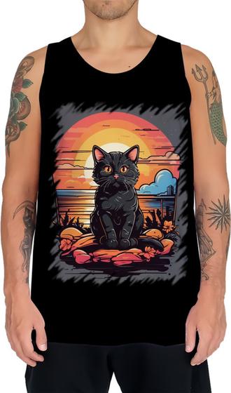 Imagem de Camiseta Regata Gatinho no Pôrdo Sol Sunset 9