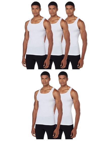 Imagem de Camiseta regata Hanes ComfortBlend para homens, pacote com 5 unidades, branca, tamanho L