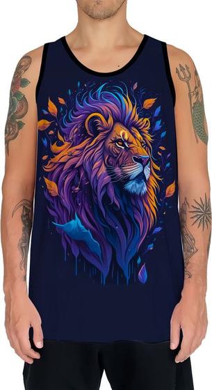 Imagem de Camiseta Regata Leão Rei da Selva Savana Rosto Estampa HD 1