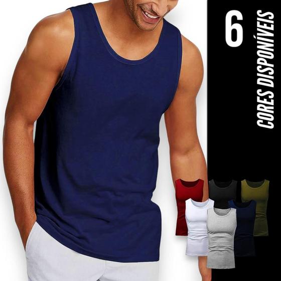 Imagem de Camiseta REGATA Masculina ALGODÃO Slim Fit Academia Fitness Corrida 213