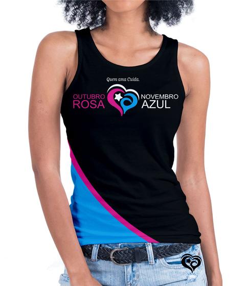 Imagem de Camiseta regata Outubro Rosa e Novembro Azul FEMININA Preto