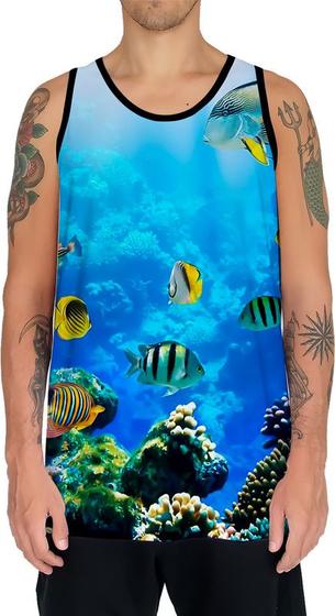 Imagem de Camiseta Regata Paisagem Fundo do Mar Peixes Animais HD 5