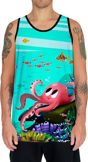 Imagem de Camiseta Regata Paisagem Fundo do Mar Peixes Animais HD 8