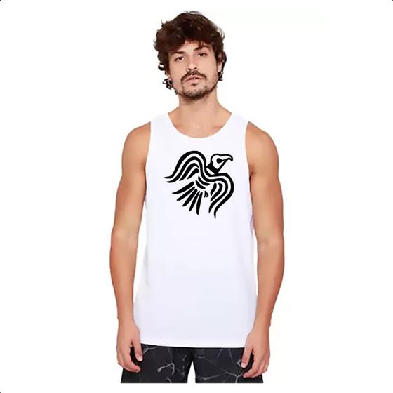 Imagem de Camiseta Regata Simbolo corvo bandeira viking