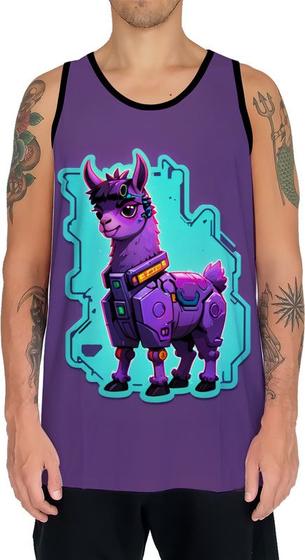 Imagem de Camiseta Regata Tshirt Animais Cyberpunk Lhama Alpaca HD 1