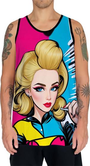 Imagem de Camiseta Regata Tshirt Estampa Mu.lher Loira Pop Art Moda 2