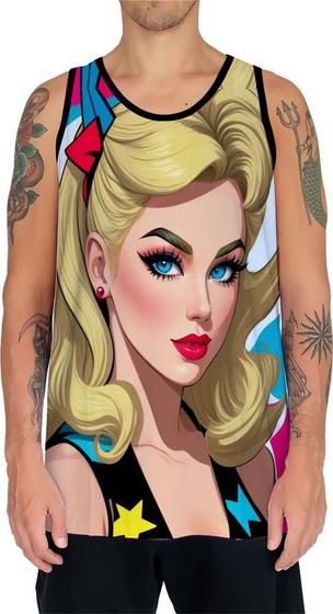 Imagem de Camiseta Regata Tshirt Estampa Mu.lher Loira Pop Art Moda 3