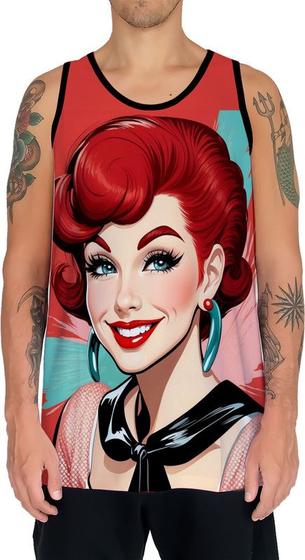 Imagem de Camiseta Regata Tshirt Estampa Mu.lher Ruiva Pop Art Moda 3