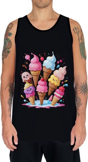 Imagem de Camiseta Regata Tshirt Estampa Sorvetes Sorvetinhos Verão 5