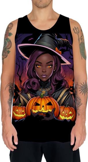 Imagem de Camiseta Regata Tshirt Halloween Bruxa Afro Terror Negra 1