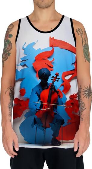 Imagem de Camiseta Regata Tshirt Instrumento Corda Violoncelo Arte 3