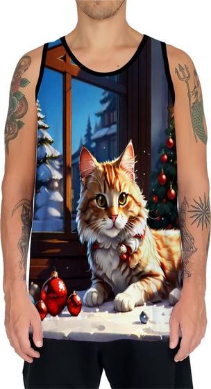 Imagem de Camiseta Regata Tshirt Natal Festas Gato Gatinho Fofo Neve 3