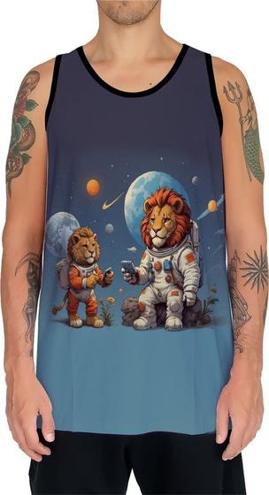 Imagem de Camiseta Regata Tshirt Savana Leão Astronauta Lua Marte 2