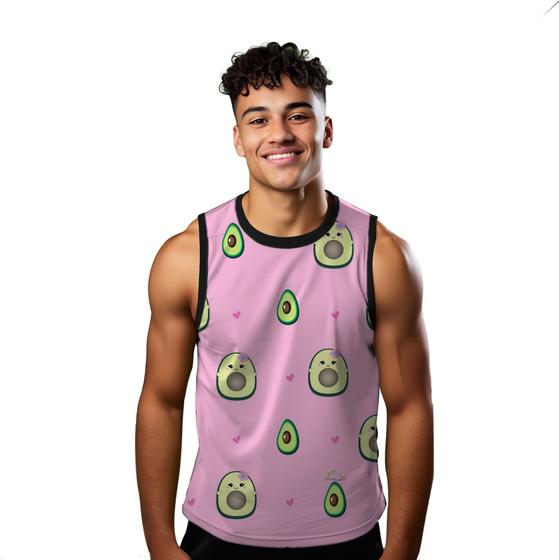 Imagem de Camiseta Regata Verão Estilo Moda Praia Abacate Cartoon Face Funny Coração 850