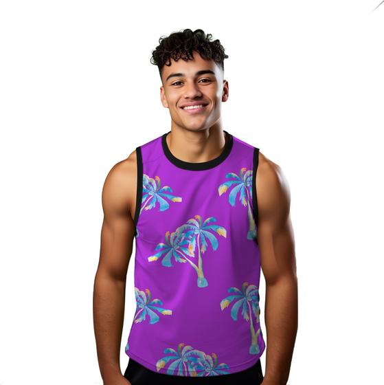 Imagem de Camiseta Regata Verão Estilo Moda Praia Coqueiros Arte Chroma Style 1295